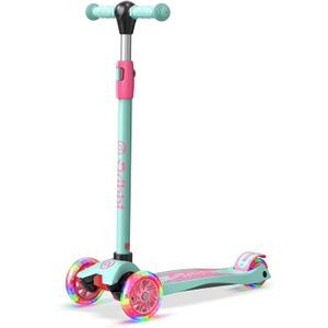 Dribbl 3-Wheel Kids Scooter - Lean-to-Steer Technology, Adjustable Height Handlebar, Wide Anti-Slip Deck, Scooter for Boys & Girls Ages 3+, Child Safety Approved, Support Riders Up to 165 lbs, Candy