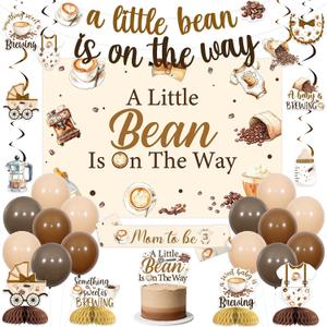 Coffee Baby Shower Decorations Set Little Beans Theme Party | A Little Beans Is On The Way Banner Backdrop, A Baby is Brewing Honeycomb Centerpieces, Something Sweet is Brewing Decor