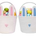 CubesLand Easter Baskets Empty Kids Easter Hunt Basket,Soft Skin-Friendly Baby First Easter Basket Handwoven Easter Bunny Basket Storage Easter Eggs Easter Decor 2-Piece 9.8 x 7.8 x 7.8 (Large, Style 4)