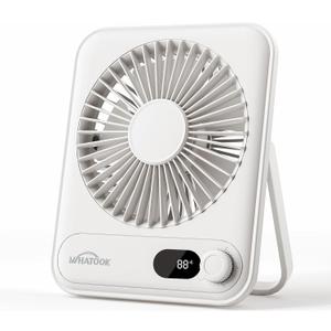 WHATOOK Small Desk Fan Personal Fans: 5000mah 25 Hours Battery Office Quiet Mini Desktop Fan Portable Rechargeable Travel Essentials (White, 2000 mAh)