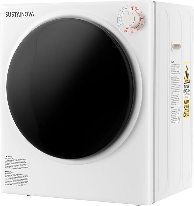Elevon Portable Clothes Dryer 830W, Compact Dryer for laundry with 5 Drying Modes, 1.95 Cu.ft Front Load Dryer Machine, Stainless Steel Tub for Small Space, Apartments, RVs, Overheat Protection, White