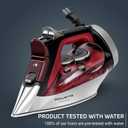 Rowenta Iron, Focus Excellence Stainless Steel Soleplate Steam Iron for Clothes, Retractable Cord, 400+ Microsteam Holes, Powerful steam, LED Display, 1750 W Ironing Clothes, Cordreel, Red DW5433