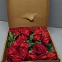 AmyHomie Artificial Flower Dark Red Rose 25pcs Real Looking Fake Roses w/Stem for DIY Wedding Bouquets Centerpieces Arrangements Party Baby Shower Valentines Day Christmas Tree Decorations