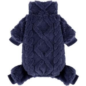 Dog Sweater Fleece Turtleneck Winter Dog Clothes for Dogs Girls Boy, Warm Fleece Puppy Pajamas Onesies, Pet Clothes Puppy Sweater Pjs, Doggy Jumpsuits Doggie Outfit, Dark Blue, Medium (Chest 17in )