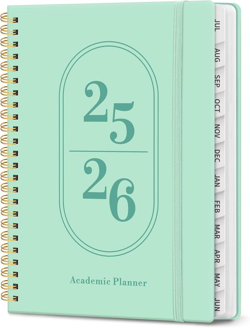 2 x Planner 2025-2026, Academic Year Weekly and Monthly Calendar Planner, July 2025 - June 2026, Spiral Bound School Planning Tool, Perfect for Teacher, Student, Woman & Men - A5 (6.3" x 8.5"), Seafoam