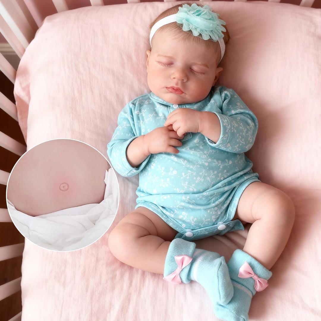 WOOROY Realistic Reborn Baby Dolls Girl - 20 Inch Lifelike Newborn Full Body Vinyl Sleeping Real Life Baby Doll, Handmade Poseable Doll with Accessories Gift Companion for Kids Age 3+