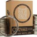 Stamped Stainless Steel Wide Mouth Mason Jar Replacement Rings/Bands/Tops | Durable & Rustproof | for Pickling, Canning, Storage (12 Pack)