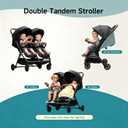 Double Tandem Stroller for 2 Kids Side by Side - Ultra-Lightweight Self-Standing, Multi-Position Recline, UPF50+ Canopy, All-Terrain Shock Absorption, Large Storage, Easy Fold for Travel