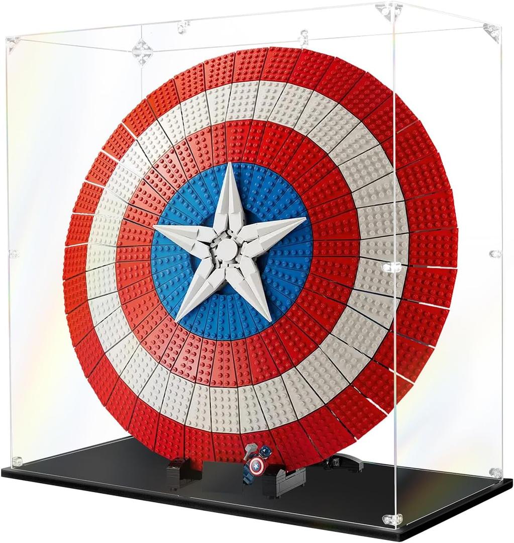 Clear Acrylic Display Case Self Assembly for Lego 76262 Acrylic Display Box Alternative Glass Case for Lego Captain America's Shield 76262 (50x25x50cm, 19.7x9.8x19.7inch)