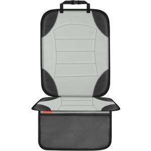 Sinvitron Car Seat Protector for Child Car Seat, Waterproof Car Seat Cover for Leather and Fabric Seats, 2 Mesh Pockets, Non-Slip Bottom, Thick Padding Cushion(1 Pack, Grey)