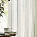 jinchan Linen Blend Curtains 84 Inches Long Sage Green Striped Curtains for Living Room Farmhouse French Country Light Filtering Drapes for Bedroom 2 Panel Sets (50"W x 84"L (Pack of 2))