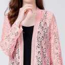 FindThy Womens 3/4 Sleeve Lace Cardigan Long Sleeve Open Front Floral Crochet Shrug Cover Up
(1325-Pink-M-aLB)