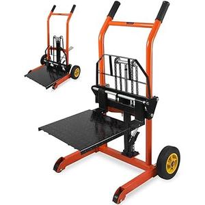 Hydraulic Material Lift Stacker | 441lbs Capacity Adjustable Pallet Truck Dolly with 9" Casters | 3.94-23.6" Fork & 2.36-15.7" Lift Height | Alloy Steel Heavy Duty Hand Truck for Warehouse/Workshop