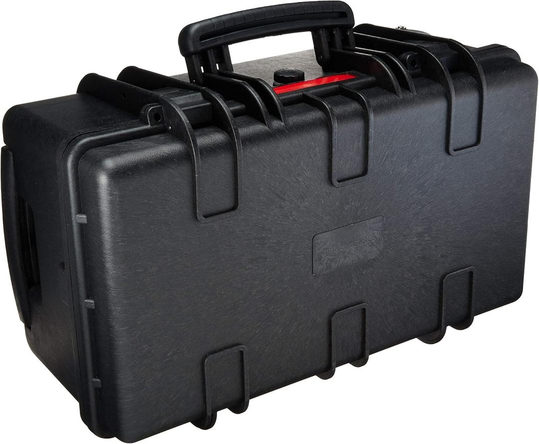 Amazon Basics Hard Protective Camera Case with Wheels, Large, Black, 22"L x 14"W x 9.8"H