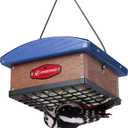 Kingsyard Upgraded Upside Down Double Suet Feeder with Metal Weatherproof Roof, Squirrel-Proof Metal Edging, Suet Feeders for Outside Hanging, Great for Attracting Woodpecker, Nuthatch, Titmouse (Blue)