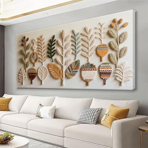 Large Boho Wall Art For Living Room Abstract Wall Artwork Modern Canvas Art Wall Decor 29" X 58" Painting White Wall Art For Bedroom Hotel Office Apartment Home Decoration （Printed Decorations）