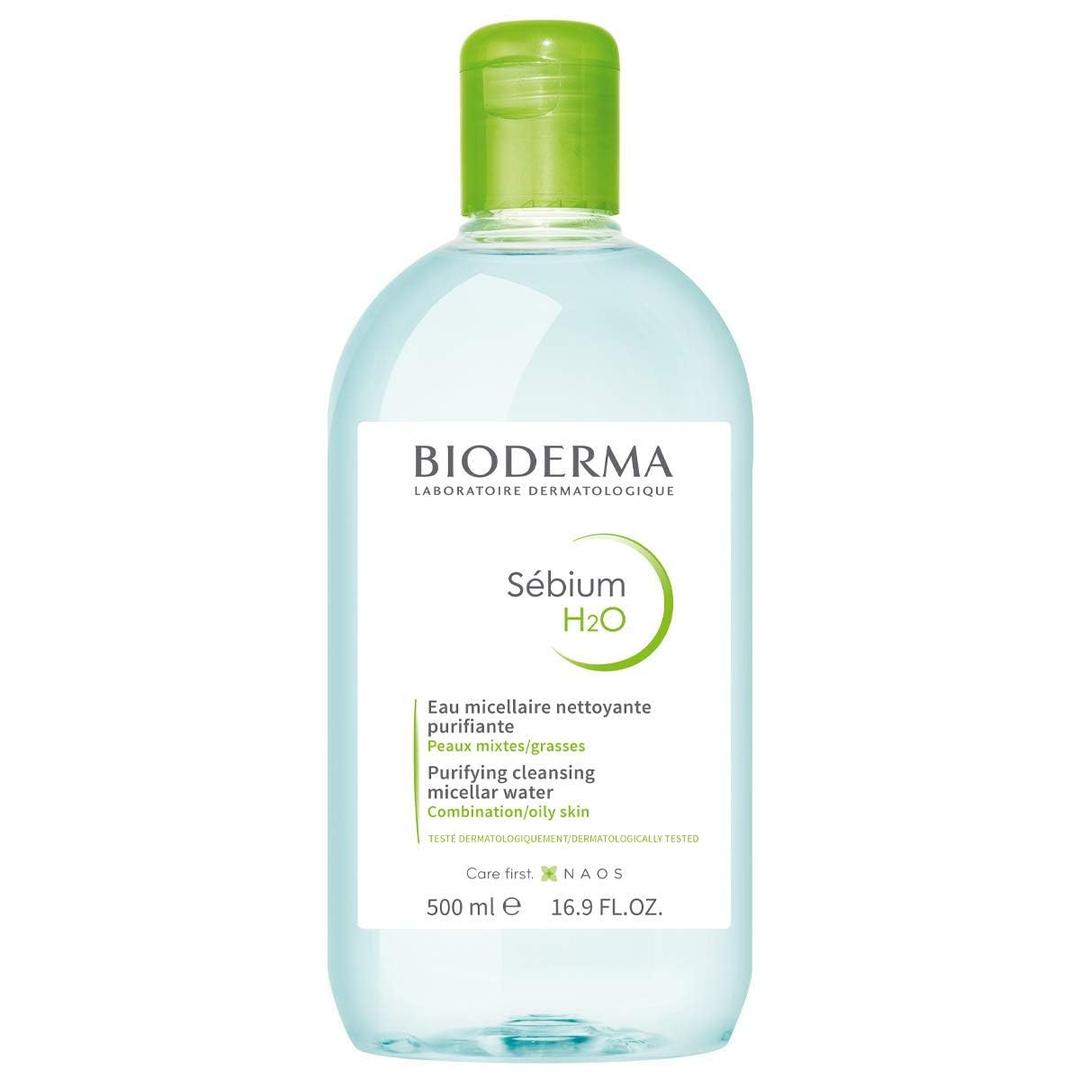 Bioderma - Sbium H2O - Micellar Water - Facial Cleanser and Makeup Remover - Face Cleanser for Combination to Oily Skin (16.9 Fl Oz (Pack of 1))