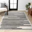 JONATHAN Y Khalil Modern Berber Stripe Cream/Black Indoor Area Rug, 4x6, Contemporary, Bohemian, Easy-Cleaning for Living Room, Bedroom, Kitchen, Pet Friendly, Non-Shedding (MOH207A-4)