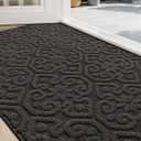 DEXI Front Door Entryway Mat Non Slip, Washable Inside Entrance for House Floor Low Profile, Thin Entry Doormat Absorbent Dirt Trapper, 32x48 Dark Grey