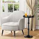 Small Round Side Table, Coffee Drink Table for Small Spaces, Modern Night Stand with Metal Leg, Weighted Iron Base Pedestal Round End Tables for Living Room, Bedroom, Narrow Corners,Sofa Couch