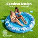 SLOOSH Inflatable Tanning Pool Lounger Float, 72" x 56" Pool Floats Adult with Pillow, 4 in 1 Round Suntan Tub Raft Floatie,Sunbathing Bed Lounge for Water Blow Up Ball Pit Party Gifts, Blue