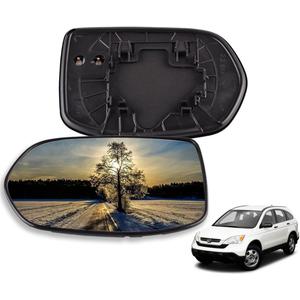 Left Driver Side Mirror Glass w/Heated Compatible for Honda CRV 2007 2008 2009 2010 2011 Heated Chrome Rear View Mirror Glass with Backing Plate and Cushion, Truck Mirrors 76253SWA315