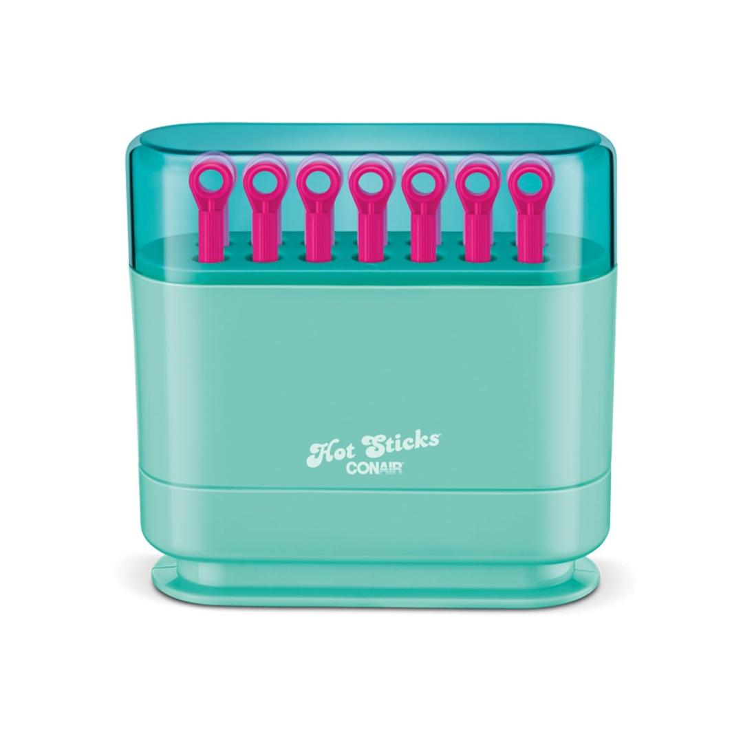 Conair Silicone Hot Rollers for Women, 14 Assorted Hot Sticks Hair Curlers with No Roller Clips Needed, 85Second Heat Up, For All Hair Lengths, Green