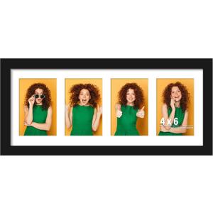 DUENPY 8x20 Collage Frame For 4 4x6 Photos Black, 8x20（4x6 opening）
