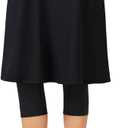 ANIVIVO 24" Long Knee Length Skirted Leggings for Women,Modest Athletic Skirt with Leggings Pleated Workout Skirt Zipper Pockets(Black,S)