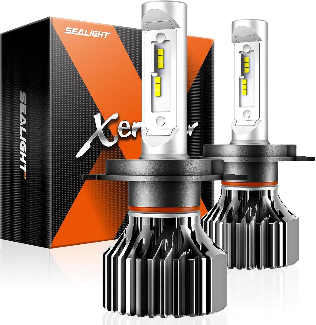 SEALIGHT Fog Light, H4 Powersports Bulbs with Dual Beam, Plug and Play, Super Bright, Cool White, Fog Light, Pack of 2