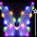 quescu Fairy Wings for Girls,Light up Butterfly Wings for Adults,LED Fairy Costume for Women Halloween Dress Up Party Favor (White - Colore Light)