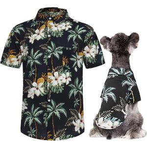 Hawaii Dog Shirt, Pet Summer T-Shirts Dog Style Floral Breathable Cool Clothes Hawaiian Shirts for Small Dogs and Cats Owner and Pet Shirts are Sold Separately, L for Pets