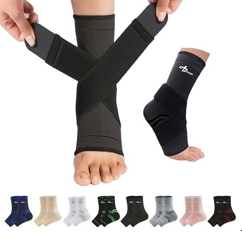 ABIRAM Ankle Brace for Women & Men, Compression Sleeve with Wrap, Ankle Support for Sprains, Foot Sleeves for Plantar Fasciitis, Achilles Tendonitis Relief, Running, Volleyball, Basketball, L
