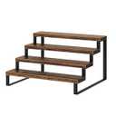 Wood Display Risers, 4 Tier 13.4IN Perfume Organizer Shelf with Metal Legs, Large Wooden Cupcake Stand Holder, Display Shelf Stand for Figures, Party, Makeup, Dessert Shelves for Party, Rustic Brown