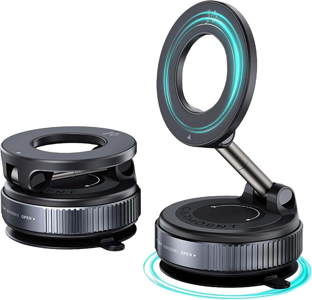 CARMOUNT Clutch-X One  Vacuum Phone Mount Suction Cup Car Phone Holder for iPhone, Window Phone Mount, 360 Vacuum Magnetic Car Phone Holder, Metal Strut Telephone Holder for Car, Desk & Glass (Black) CARMOUNT Clutch-X One  Vacuum Phone Mount Suction Cup Car Phone Holder for iPhone, Window Phone Mount, 360 Vacuum Magnetic Car Phone Holder, Metal Strut Telephone Holder for Car, Desk & Glass (Black)