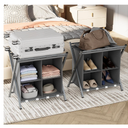 aboxoo 2 Pack Luggage Rack with storage, Guest Room Folding Suitcase Stands, Holds up to 120 lb, Space Saving Suitcase Holders for guest room, Bedroom Hotel, Grey