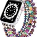MOFREE Beaded Bracelet Compatible with Apple Watch Band 38mm/40mm/41mm/42mm, Fashion Elastic Stretch Women Bands for iWatch Series 11/10/9/8/7/SE/6/5/4/3/2/1 iPhone Watch Strap Bands Colorful