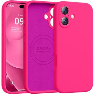 Ktele Magnetic for iPhone 17 Case [Compatible with Magsafe] [Premium Silicone Satin-Smooth Touch] Slim Shockproof Anti-Scratch Microfiber Lining Case, 6.3 inch, Hot Pink