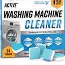 Washing Machine Cleaner Descaler 24 Pack - Deep Cleaning Tablets For HE Front Loader & Top Load Washer, Septic Safe Eco-Friendly Deodorizer, Clean Inside Drum and Laundry Tub Seal - 12 Month Supply