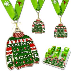 3 Pcs Christmas Sweater Medal Ugly Sweater Medal That Christmas Party Decoration Medal for Ugly Sweater Contest Winners
