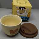 Cute Bear Mug with Lid, Cute Coffee and Tea MugGift for Friend Women MenBeige, 8 oz