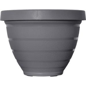 The HC Companies Rings Flower Planter - Self Watering Plant Pots for Herbs & More - Round Lightweight Outdoor & Indoor Planter (10" Gray, Pack of 1)