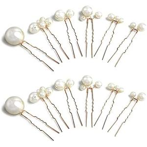 Sppry Wedding Pearl Hair Pins (12PCS) - U Shaped Hair Accessories for Bridal Women (Gold)