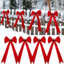 Cinnvoice 4 Pcs Extra Large Red Christmas Bows 30 x 15 Inches PVC Waterproof Giant Christmas Decorative Bows with Pine Cone for Xmas Holiday Wreath Garland Tree Topper Home Decor Outdoor Indoor