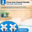 Enhon 2 Pcs Handle Set, Cross Arm Handle Compatible with Price Pfister Shower Valve, Hot and Cold, Fits 12 Point Broach Stem, Chrome Finish White