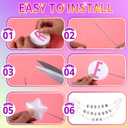 Kpop Theme Party Decorations Christmas Giant Friendship Bracelet Garland Kit Customizable Friendship Bracelet DIY Banner with Letters Plastic Balls DIY Supplies for Wedding Decor(Pink Color)