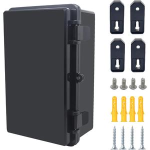Junction Box, Hinged Black Cover IP67 Waterproof ABS Project Box with Mounting Plate Electrical Box Enclosure with Wall Bracket 10.2 x 6.3 x 4.3inch(260x160x110mm)