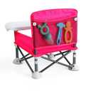 PandaEar Portable Travel Booster Seat with Tray| Folding Baby Seat Booster High Chair for Dining Table| Compact Camping Chair for Lawn, Beach Indoor/Outdoor Use| Toddlers, Kids (Pink)