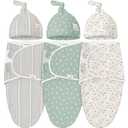 KeaBabies 3-Pack Organic Swaddles for Newborns Girls, Boys with Hats - Soft Cotton Baby Sleep Sacks 0-3 Months, Breathable Baby Hats and Swaddles 0-3 Months, Newborn Essentials Must Haves (Prairie)