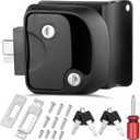 RV Door Lock for Travel Trailers with Paddle Deadbolt, Engineering Plastic Camper Entry Door Latch, RV Lock Replacement Kit with Keys, for Cargo Hauler Horse Trailer Truck